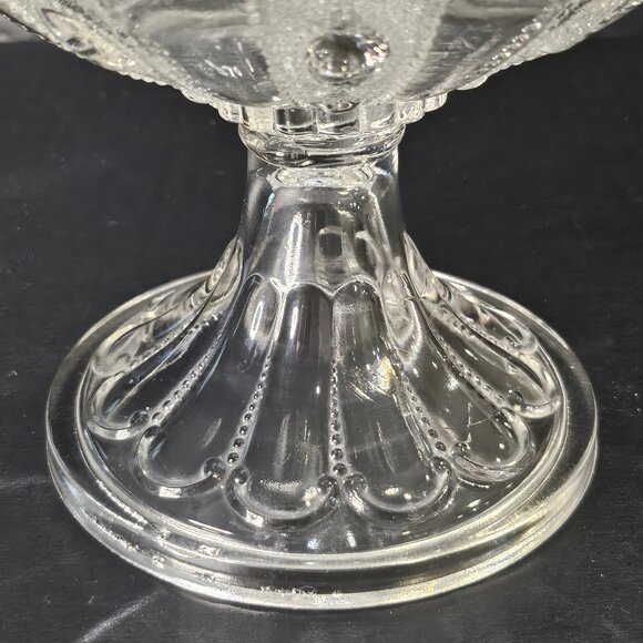 Antique US Glass, Kansas Pattern Jewel With Dewdrop Footed Compote Circa 1901 - Picture 2 of 12